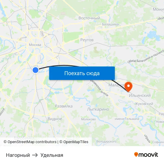Нагорный to Удельная map