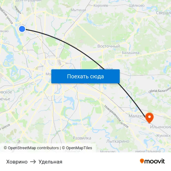 Ховрино to Удельная map