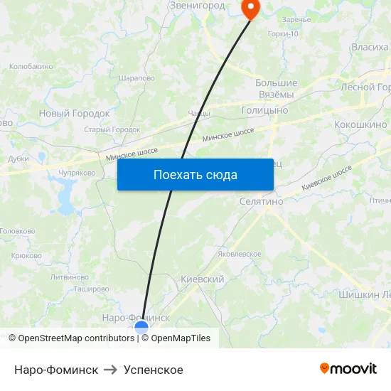 Наро-Фоминск to Успенское map