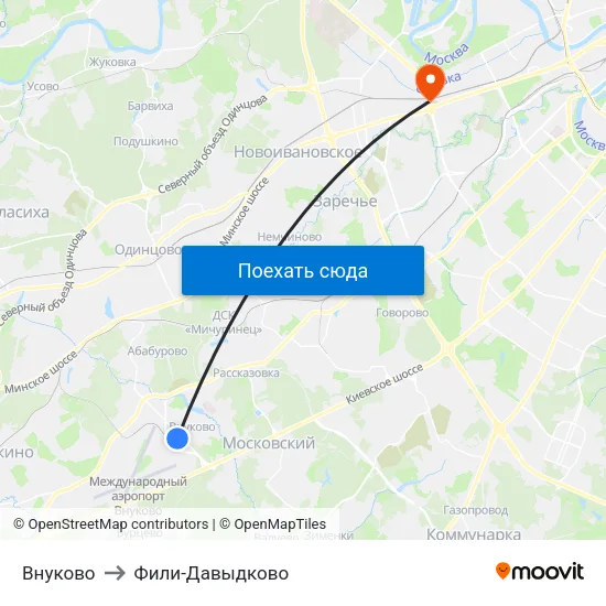 Внуково to Фили-Давыдково map
