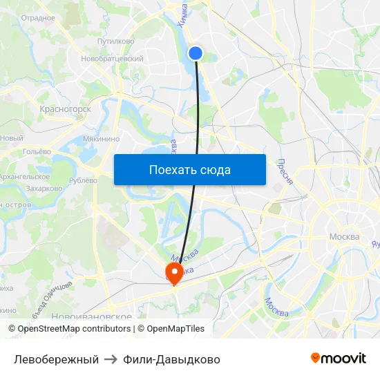 Левобережный to Фили-Давыдково map