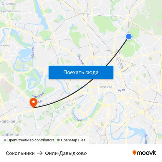Сокольники to Фили-Давыдково map