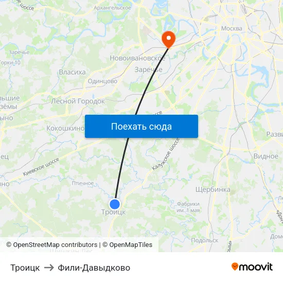Троицк to Фили-Давыдково map