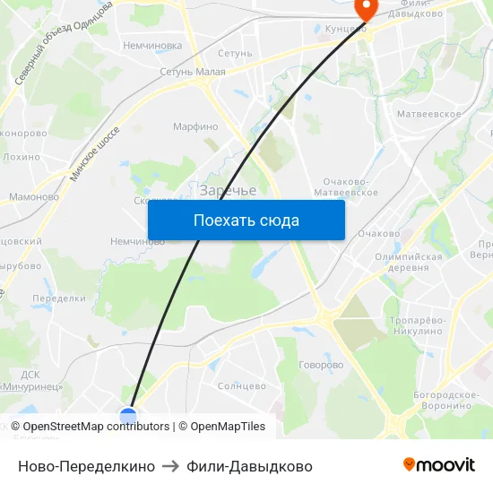 Ново-Переделкино to Фили-Давыдково map