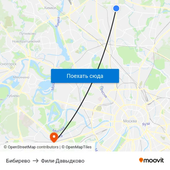 Бибирево to Фили-Давыдково map