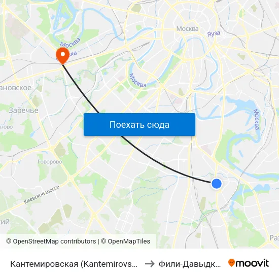 Кантемировская (Kantemirovskaya) to Фили-Давыдково map