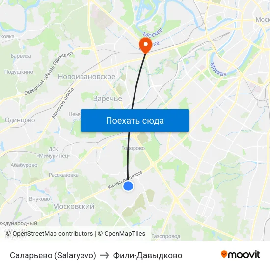 Саларьево (Salaryevo) to Фили-Давыдково map
