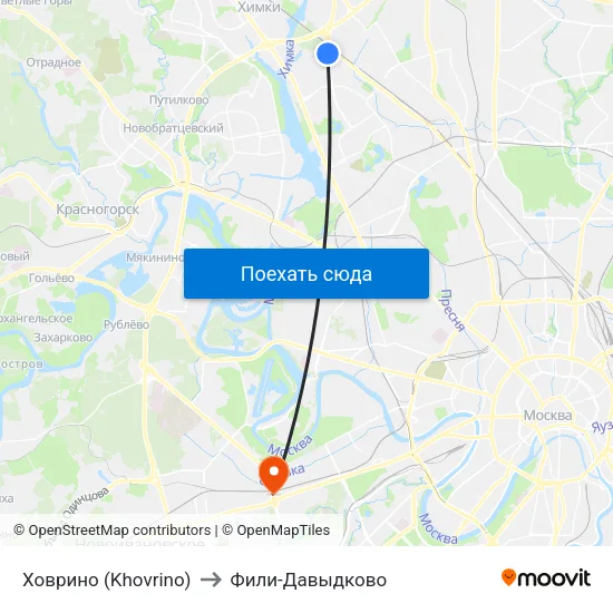 Ховрино (Khovrino) to Фили-Давыдково map