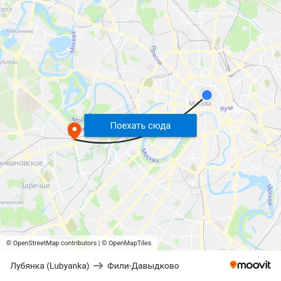 Лубянка (Lubyanka) to Фили-Давыдково map