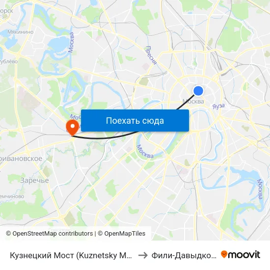 Кузнецкий Мост (Kuznetsky Most) to Фили-Давыдково map
