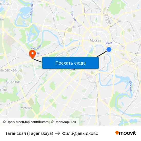 Таганская (Taganskaya) to Фили-Давыдково map