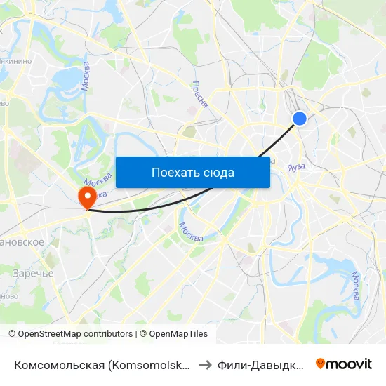 Комсомольская (Komsomolskaya) to Фили-Давыдково map