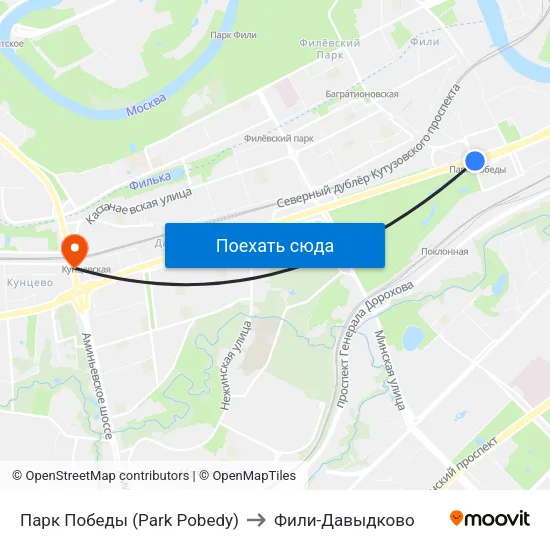 Парк Победы (Park Pobedy) to Фили-Давыдково map