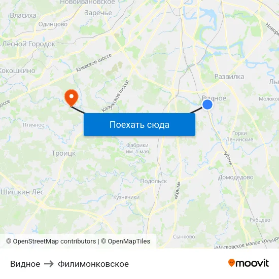 Видное to Филимонковское map