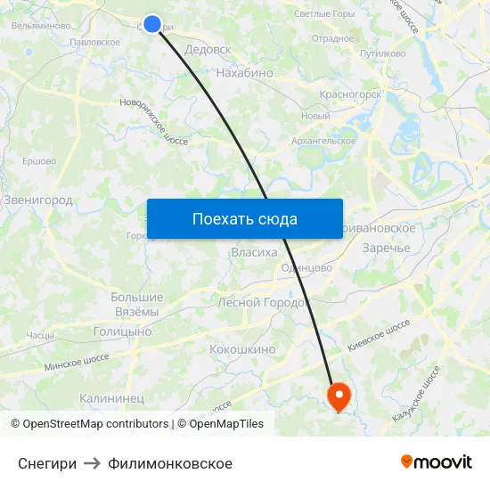 Снегири to Филимонковское map