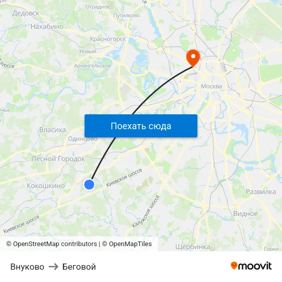 Внуково to Беговой map