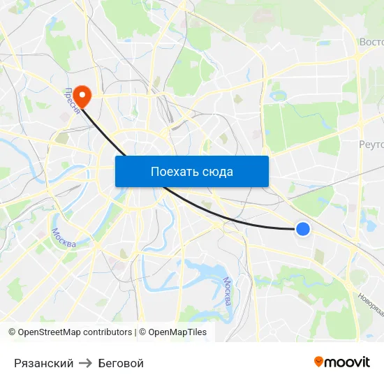Рязанский to Беговой map