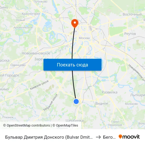 Бульвар Дмитрия Донского (Bulvar Dmitriya Donskogo) to Беговой map