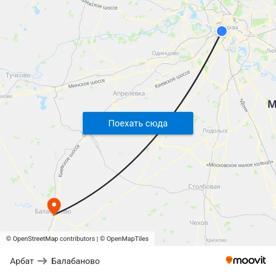 Арбат to Балабаново map
