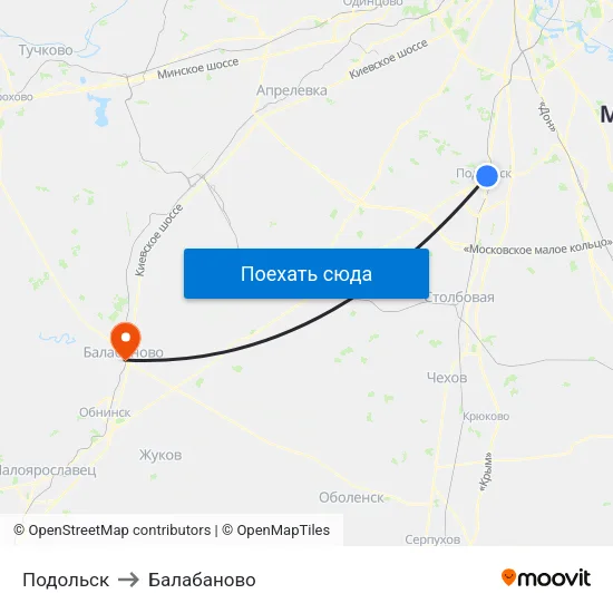 Подольск to Балабаново map