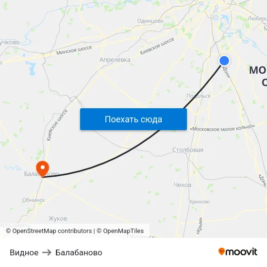 Видное to Балабаново map
