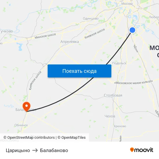 Царицыно to Балабаново map