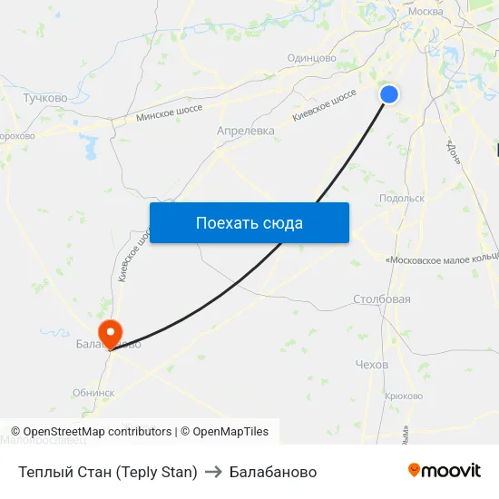 Теплый Стан (Teply Stan) to Балабаново map