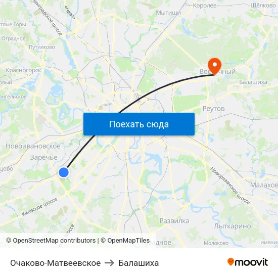Очаково-Матвеевское to Балашиха map