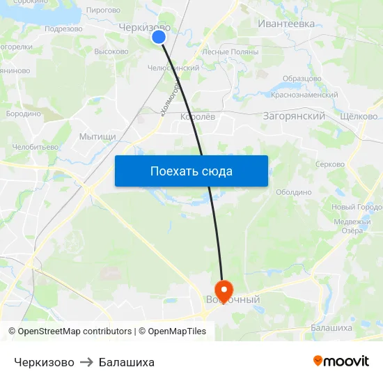 Черкизово to Балашиха map