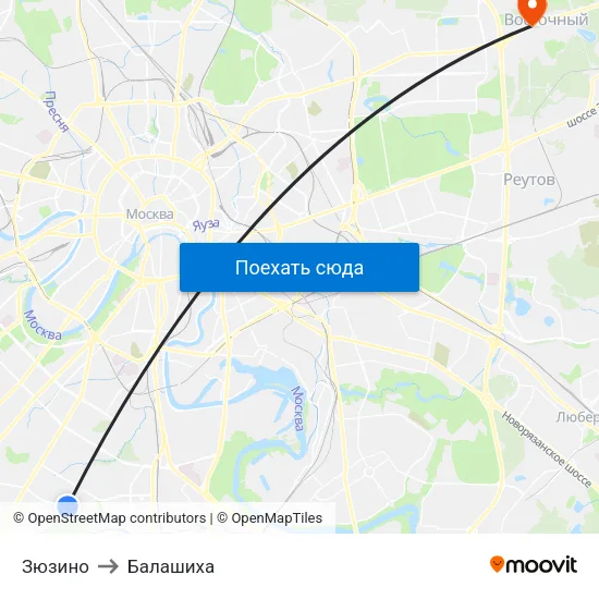 Зюзино to Балашиха map