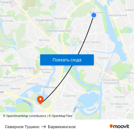 Северное Тушино to Барвихинское map