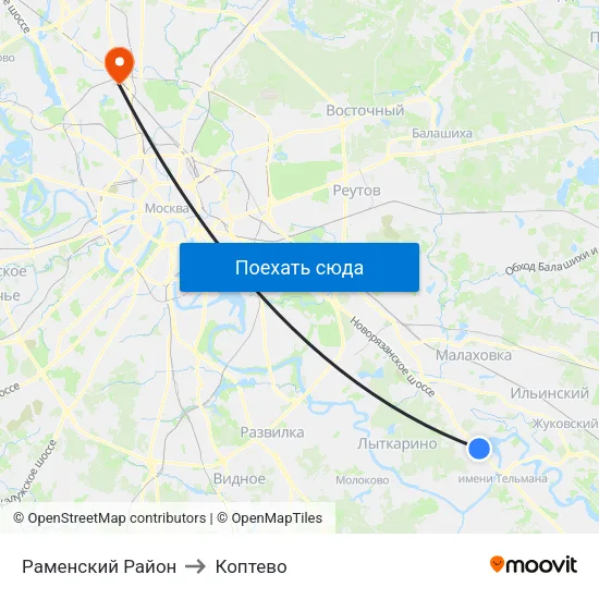 Раменский Район to Коптево map