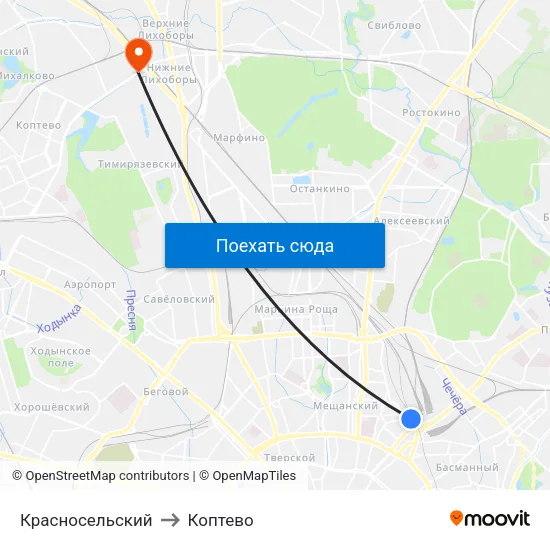 Красносельский to Коптево map