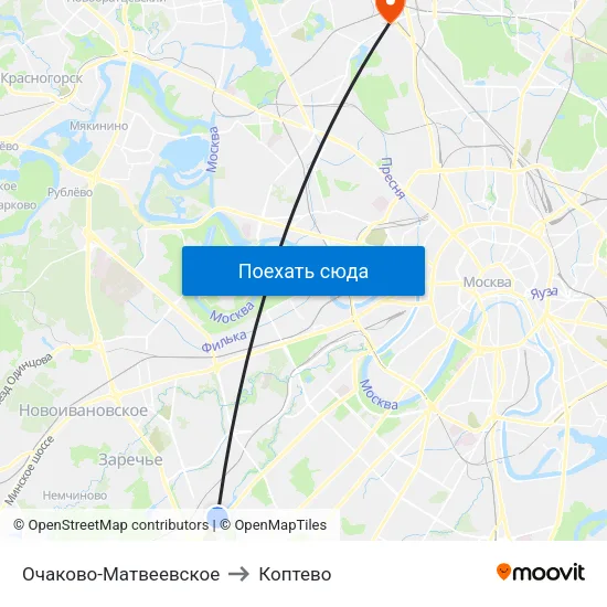 Очаково-Матвеевское to Коптево map