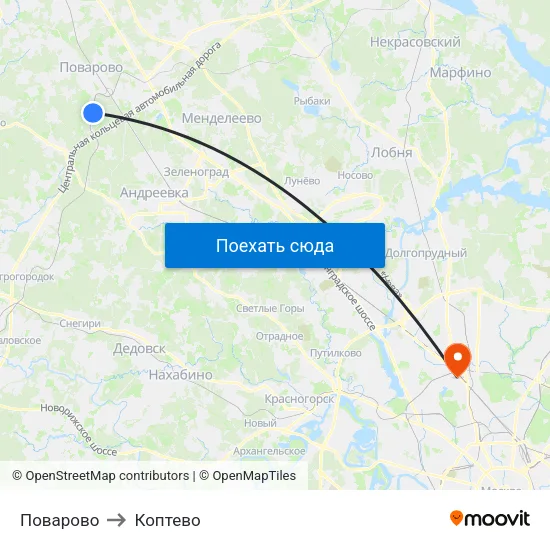 Поварово to Коптево map
