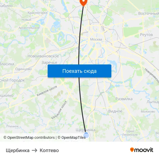 Щербинка to Коптево map
