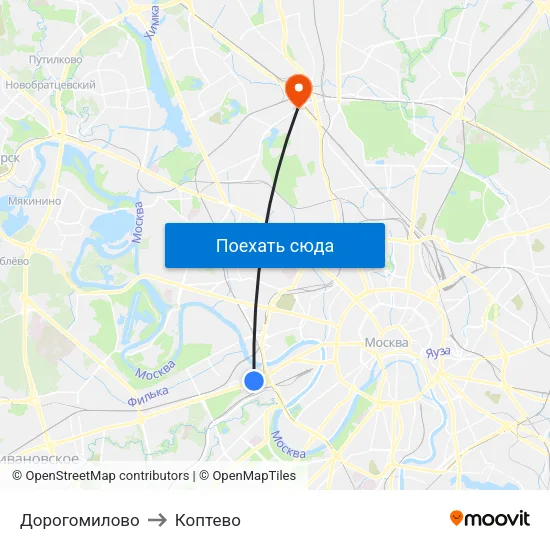 Дорогомилово to Коптево map