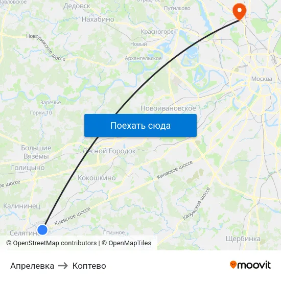 Апрелевка to Коптево map