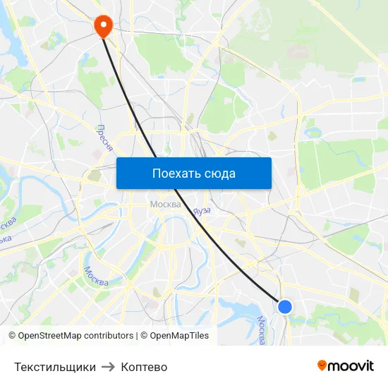 Текстильщики to Коптево map