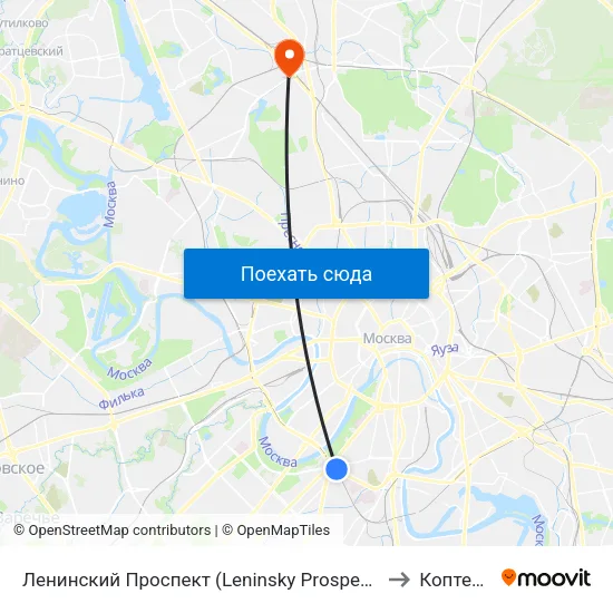 Ленинский Проспект (Leninsky Prospekt) to Коптево map
