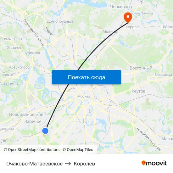 Очаково-Матвеевское to Королёв map