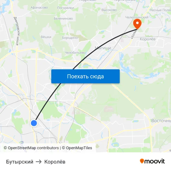 Бутырский to Королёв map