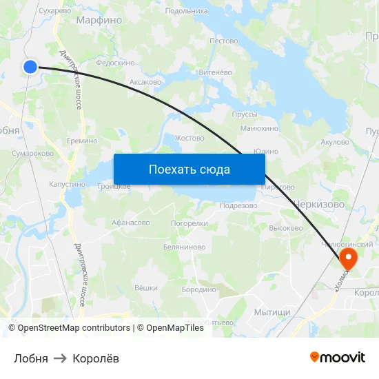 Лобня to Королёв map