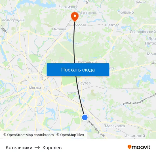 Котельники to Королёв map