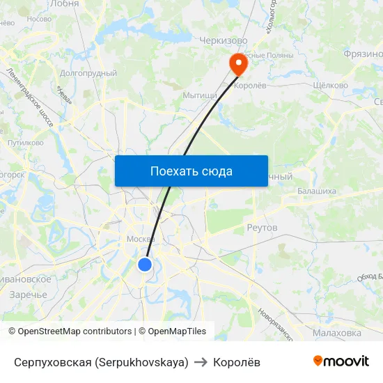 Серпуховская (Serpukhovskaya) to Королёв map