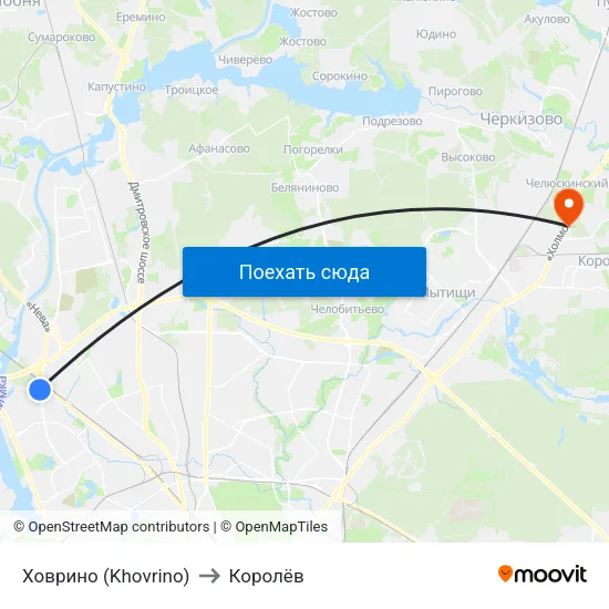 Ховрино (Khovrino) to Королёв map
