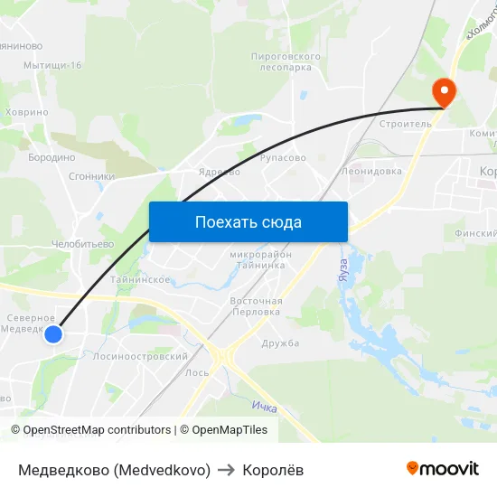 Медведково (Medvedkovo) to Королёв map