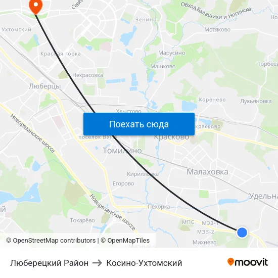 Люберецкий Район to Косино-Ухтомский map