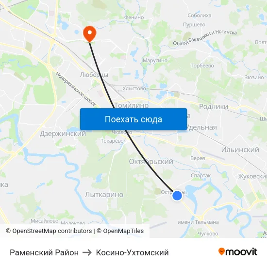 Раменский Район to Косино-Ухтомский map