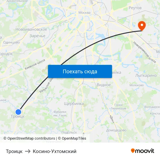 Троицк to Косино-Ухтомский map